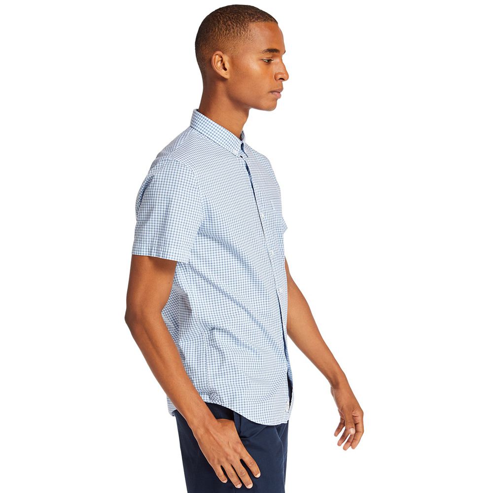 Camisa Masculino - Timberland Eastham River Slim Fit Gingham - LYNVZ1874 - Azuis